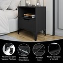 Ver imagem 7 de Mesa de Cabeceira Vegas 1 Gaveta com Nicho Base de Aço Design Moderno - Preto/pé Preto
