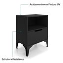 Ver imagem 6 de Mesa de Cabeceira Vegas 1 Gaveta com Nicho Base de Aço Design Moderno - Preto/pé Preto