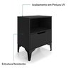 Mesa de Cabeceira Vegas 1 Gaveta com Nicho Base de Aço Design Moderno - Preto/pé Preto - 6