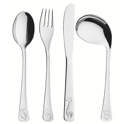 Talheres Infantil Baby Friends em Aço Inox Alto Relevo 4 Peças - Tramontina 66970/010