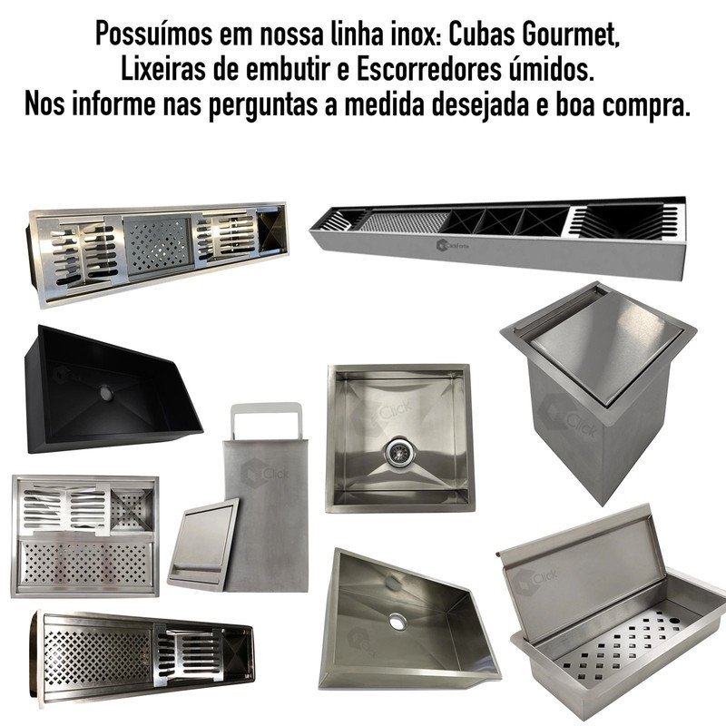 Cuba para Cozinha Gourmet Pia Aço Inox com Acessórios Nawa 50 cm e