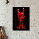 Ver imagem 2 de Quadro Símbolo Mão Do Rock Roll 33x24cm - com vidro:Madeira branca