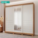 Ver imagem 2 de Guarda Roupa Casal 100% MDF 3 Portas 6 Gavetas Maite Cinamomo/Off White - Panan