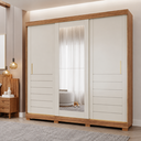 Ver imagem 1 de Guarda Roupa Casal 100% MDF 3 Portas 6 Gavetas Maite Cinamomo/Off White - Panan