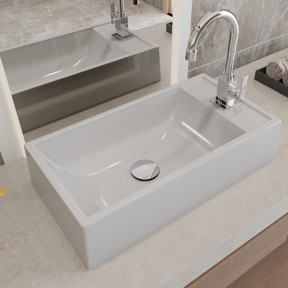 Cuba de Apoio Retangular para Banheiro Lavabo Roma C01 Rl545w Cinza - Lyam - 2
