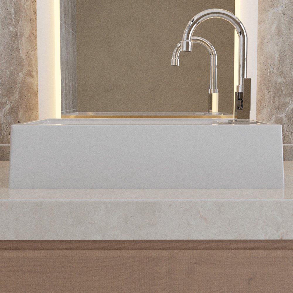 Cuba de Apoio Retangular para Banheiro Lavabo Roma C01 Rl545w Cinza - Lyam - 3