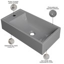 Ver imagem 4 de Cuba de Apoio Retangular para Banheiro Lavabo Roma C01 Rl545w Cinza - Lyam