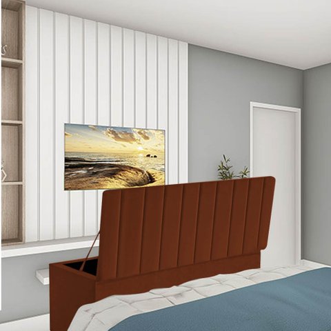 Calçadeira Baú Recamier Queen 160CM Carla Suede Terracota - D A DECOR