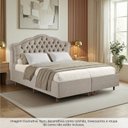 Ver imagem 3 de Kit Cama Box King + Cabeceira Estofada em Madeira Maciça Curva Provençal com Capitonê Bege/Linho