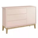 Ver imagem 1 de Cômoda Infantil Classic 1 Porta e 3 Gavetas Rosa Fosco com Pés Madeira Natural - Reller Móveis