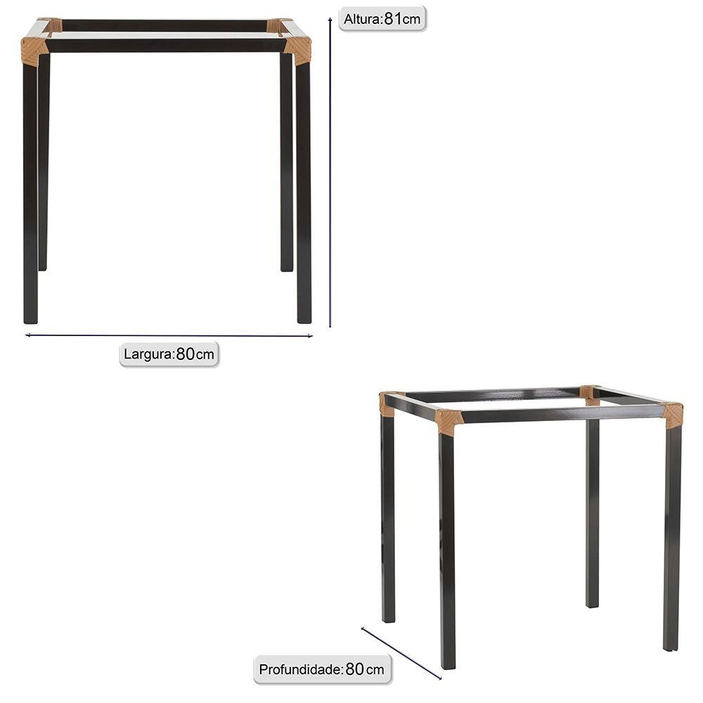 Sala De Jantar 1 Mesa Quadrada sem Tampo Com 4 Cadeiras em aluminio industrial Turquia Ráfia - 2