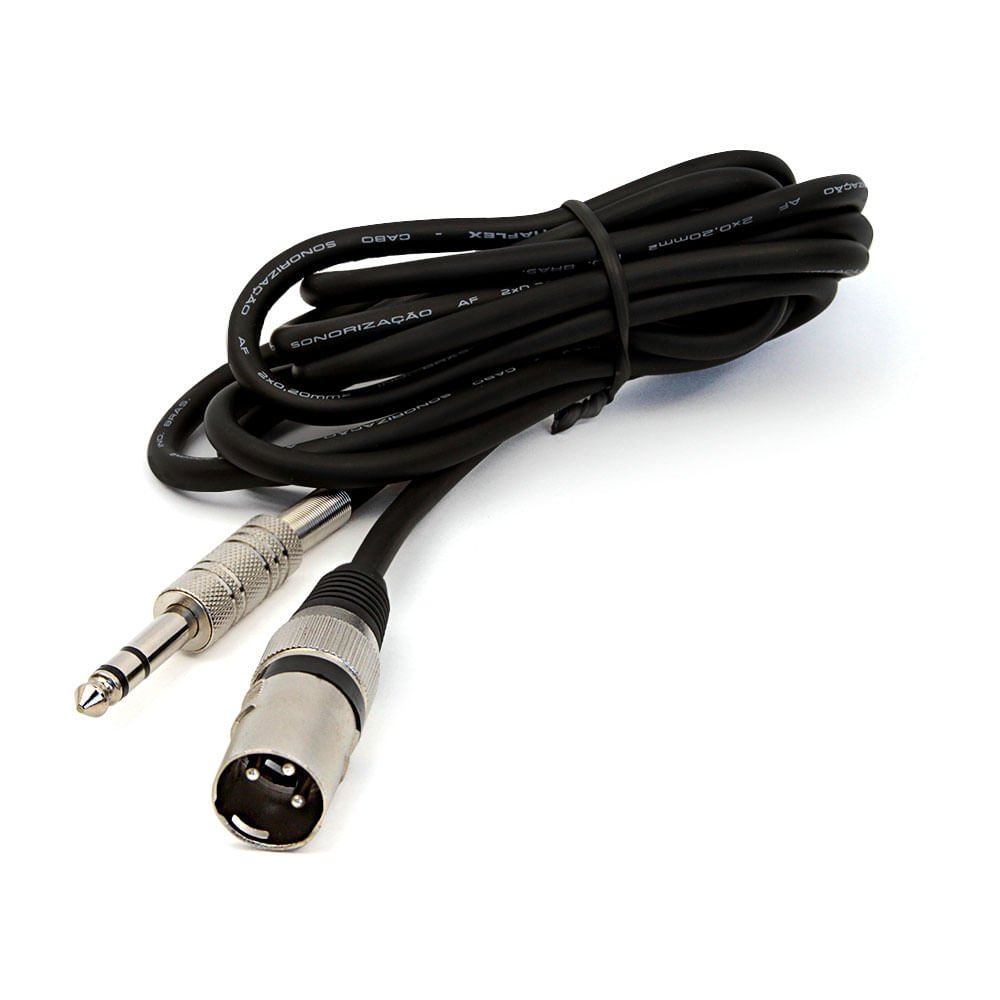 Cabo P10 para Xlr Macho Preto Estereo - 25 Metros