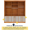 Ver imagem 5 de Guarda Roupa Chicago 3 Portas 9 Gavetas - Móveis Tcil