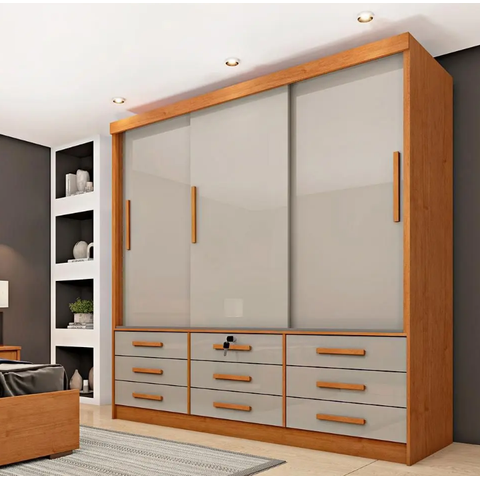 Guarda Roupa Chicago 3 Portas 9 Gavetas - Móveis Tcil