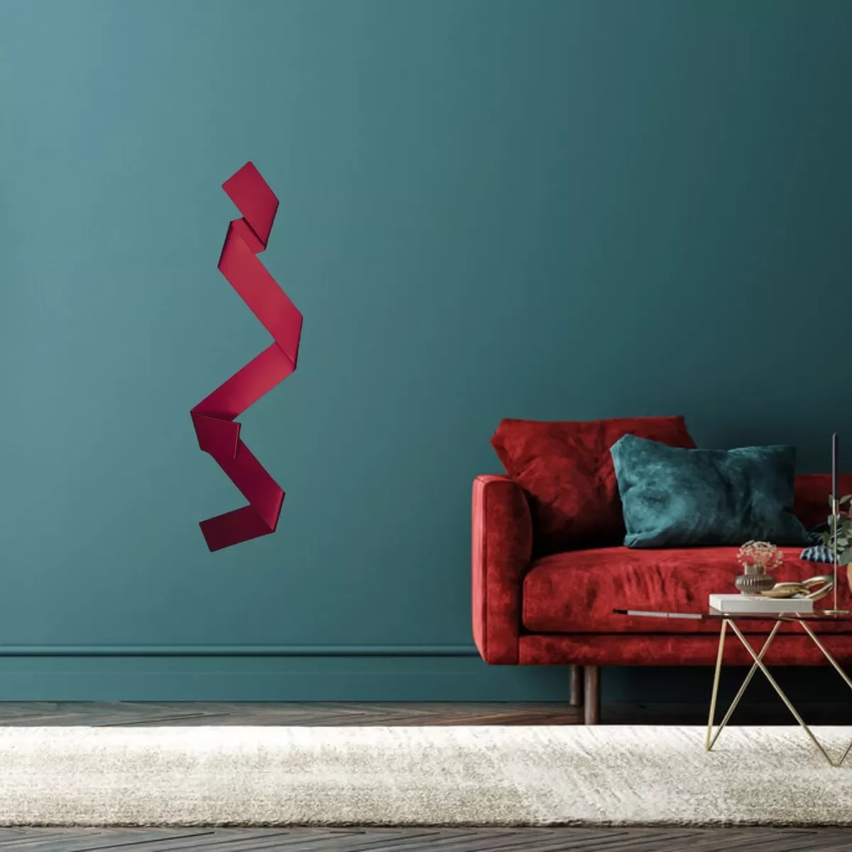 Escultura Parede Decoração Salas Hall Escadas Escritório Exclusivo no Brasil Home Decor Vermelho - 3