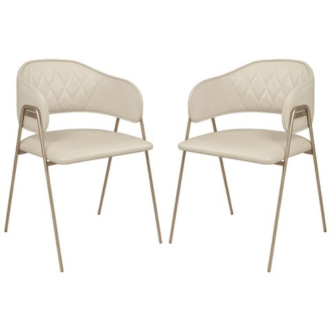 Kit 2 Cadeiras Veneza Perola Champagne