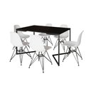 Ver imagem 6 de Mesa Industrial Jantar Retangular 137X90Cm Preta Base V Com 6 Cadeiras Brancas Ferro Pr Preto