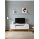 Ver imagem 1 de Rack com Prateleira 150cm Mdf Branco Dallas - On Móveis