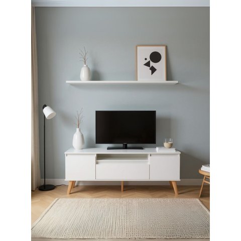 Rack com Prateleira 150cm Mdf Branco Dallas - On Móveis