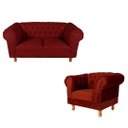 Ver imagem 1 de Uma Namoradeira Duque Chesterfield Capitonê + Uma Poltrona Duque- Suede Bordô