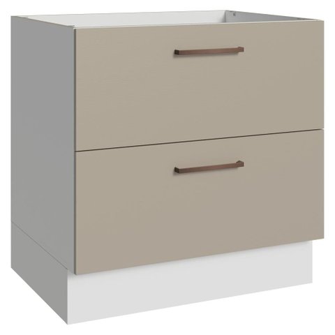 Balcão de Cozinha 80 cm 2 Gavetas (sem Tampo) Branco/Crema Agata Madesa
