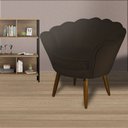 Ver imagem 3 de Poltrona Decorativa Pétala Couro Marrom Pés Madeira Ms Decor