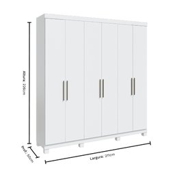Guarda Roupa Casal 6 Portas e 3 Gavetas 100% em MDF Juparanã Rimo - Branco - 5