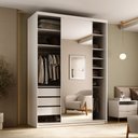 Ver imagem 1 de Closet Solteiro 1 Porta de Correr com Espelho 3 Gavetas 139cm Mdf Sonni R02 Branco - Lyam Decor