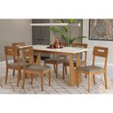 Ver imagem 1 de Conjunto Sala de Jantar Mila Premium Madeira Maciça C/ Tampo Madeirado C/ Vidro 180x90cm e 6