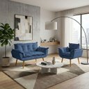 Ver imagem 1 de Kit Namoradeira e Poltrona Decorativa para Sala Recepção Manicure Consultório Alice Tecido Suede
