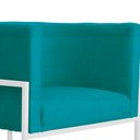 Ver imagem 5 de Poltrona Luana Suede Turquesa Base Branca Sala Luxo - Fm