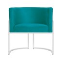 Ver imagem 3 de Poltrona Luana Suede Turquesa Base Branca Sala Luxo - Fm