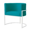 Ver imagem 2 de Poltrona Luana Suede Turquesa Base Branca Sala Luxo - Fm