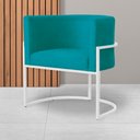 Ver imagem 6 de Poltrona Luana Suede Turquesa Base Branca Sala Luxo - Fm