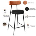Ver imagem 4 de Kit 03 Banquetas Baixa Cozinha Sala Jantar Bancada Milão L02 Couríssimo Camel Preto - lyam decor