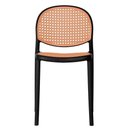 Ver imagem 4 de Kit 4 Cadeiras Empilhável Positano Fratini Polipropileno Cor Preta e Assento Simulando Palha Rattan