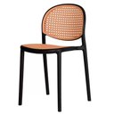 Ver imagem 3 de Kit 4 Cadeiras Empilhável Positano Fratini Polipropileno Cor Preta e Assento Simulando Palha Rattan