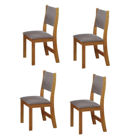 Conjunto 4 Cadeiras Sol Estofado em Linho Sala de Jantar - Vieiro