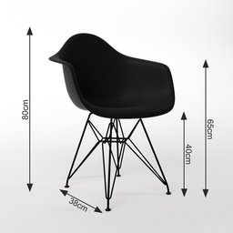 Mesa Jantar Redonda 90cm Amêndoa Clips 3 Pés com 4 Poltronas Eiffel Eames Daw Pretas Ferro Preto - 6