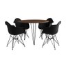 Mesa Jantar Redonda 90cm Amêndoa Clips 3 Pés com 4 Poltronas Eiffel Eames Daw Pretas Ferro Preto - 2