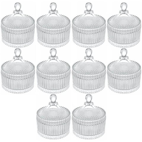 Kit 10 Potiches Cristal Lyor Carrossel 10,5x12,5cm com Tampa
