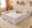 Ver imagem 4 de Cama Montessoriana Tamanho Casal com Grades de Proteção 100% MDF Baixa para Brincar Infantil Branco