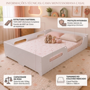 Ver imagem 5 de Cama Montessoriana Tamanho Casal com Grades de Proteção 100% MDF Baixa para Brincar Infantil Branco