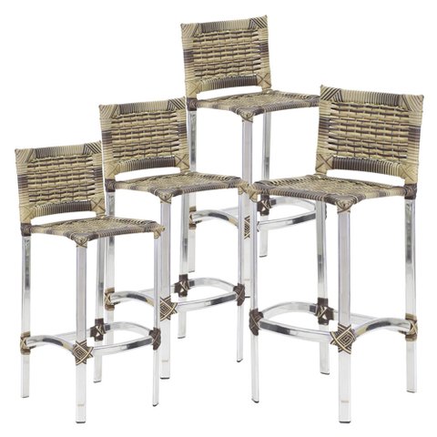 4 Banquetas Madri em Alumínio para Edícula, Cozinha, Balcão, Área Trama Original