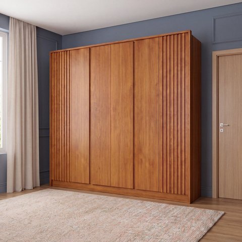 Guarda Roupa Casal 6 Portas 6 Gavetas 275cm com Cabideiro