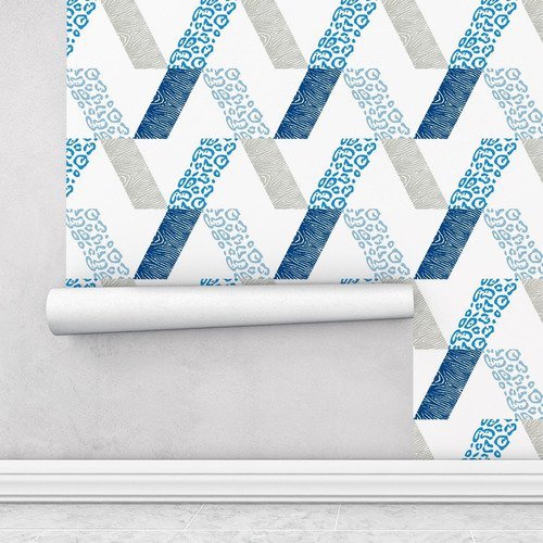 Papel De Parede Adesivo Chevron Listrar Azul Sala Quarto 3m - 3