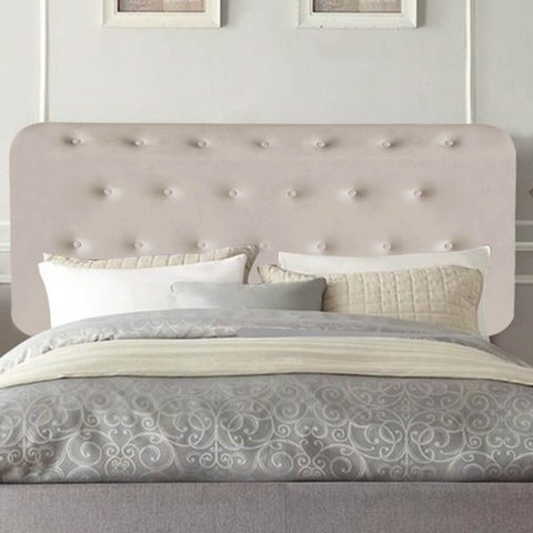 Painel Estofado Luxo Capitonê Brenda 195cm King Size para Cama Box Corino Bege - Gat Magazine