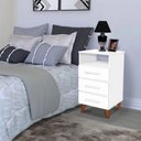 Ver imagem 2 de Criado Mesa de Cabeceira Retrô com 3 Gavetas e Nicho Turquesa:branco