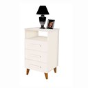 Ver imagem 1 de Criado Mesa de Cabeceira Retrô com 3 Gavetas e Nicho Turquesa:branco