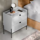 Ver imagem 3 de Mesa de Cabeceira com Gaveta Branca para Quarto Moriah 60cm:preto/branco